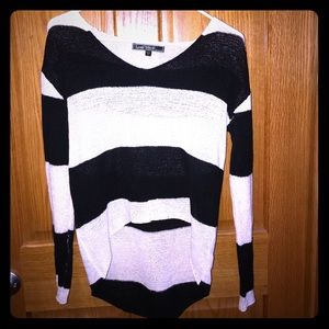 Black and white striped long sleeve sweater